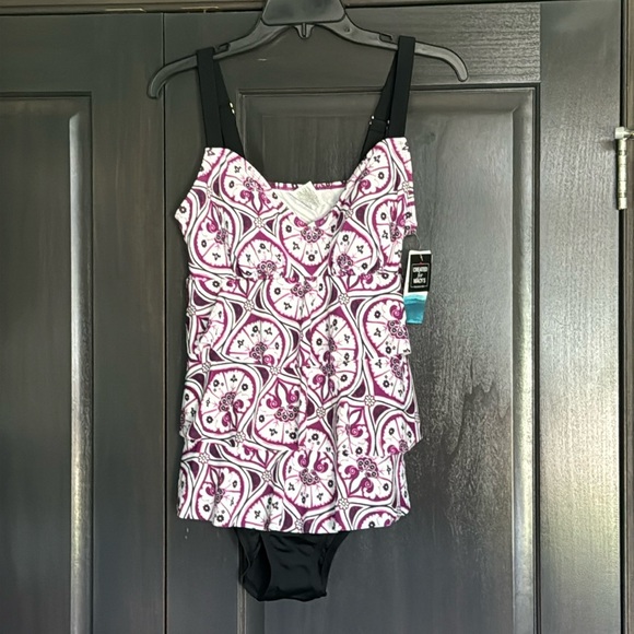 Swim Solutions NWT‎ Magenta one piece Swim Suit Size 12 - Picture 1 of 8